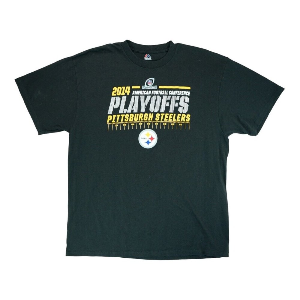 Majestic Pittsburgh Steelers T Shirt Mens XL Black 2014 Playoffs